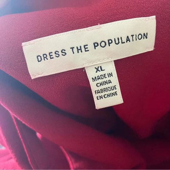 Dress the Population Tiffany Midi One Shoulder Bow in Garnet Size XL - Picture 10 of 15
